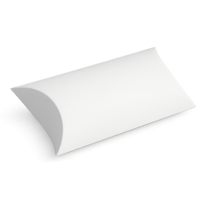 Caja tipo almohada de cartón blanca cerrada